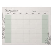 Minimal Beige Monthly planner, custom text Sun-Sat ノートパッド (正面)