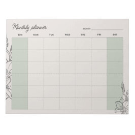 Minimal Beige Monthly planner, custom text Sun-Sat ノートパッド