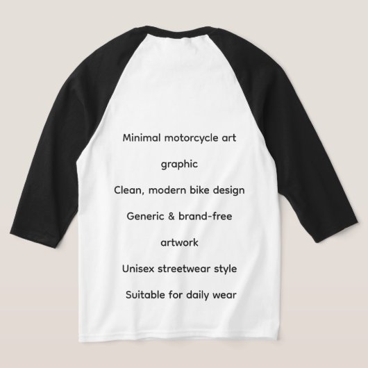 Minimal Bike Art Graphic – Modern Motorcycle Tシャツ (レイダウン裏面)