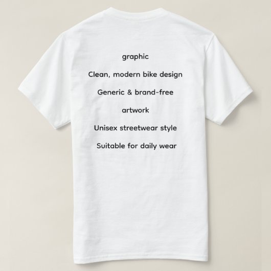 Minimal Bike Art Graphic – Modern Motorcycle Tシャツ (デザイン裏面)