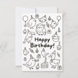 Minimal Bird Doodle Birthday Card サンキューカード
