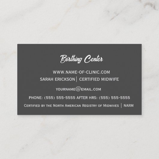 Minimal Birth Doula Newborn Care Design 名刺 (裏面)