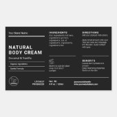 Minimal Black 4OZ Body Lotion Bottle Wrapper Label 長方形シール (正面)