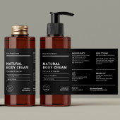 Minimal Black 4OZ Body Lotion Bottle Wrapper Label 長方形シール