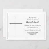Minimal Black and White Christian Adult Baptism 招待状 (正面/裏面)