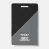 Minimal Black and White Corporate Photo ID バッジ (裏面)