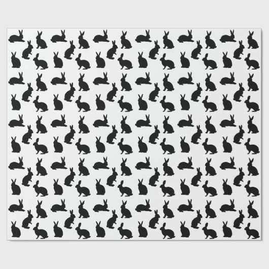 Minimal Black And White Easter Bunny Pattern ラッピングペーパー (フラット)
