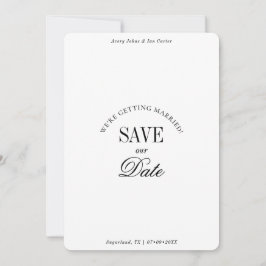 Minimal Black and White Elegant Save the Date Card セーブザデート