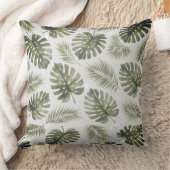 Minimal Black and White  Monstera Palm Leaves クッション (ブランケット)