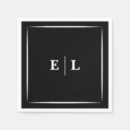 Minimal Black and White Personalized Wedding Guest スタンダードカクテルナプキン