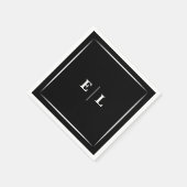 Minimal Black and White Personalized Wedding Guest スタンダードカクテルナプキン (角)