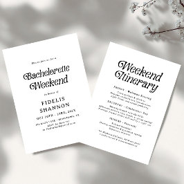 Minimal Black and White Retro Bachelorette Weekend 招待状