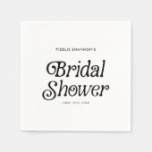 Minimal Black and White Retro Bridal Shower スタンダードカクテルナプキン (正面)