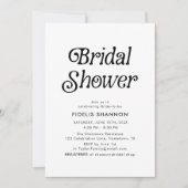 Minimal Black and White Retro Bridal Shower 招待状 (正面)