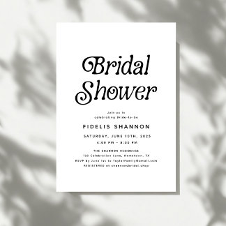 Minimal Black and White Retro Bridal Shower 招待状