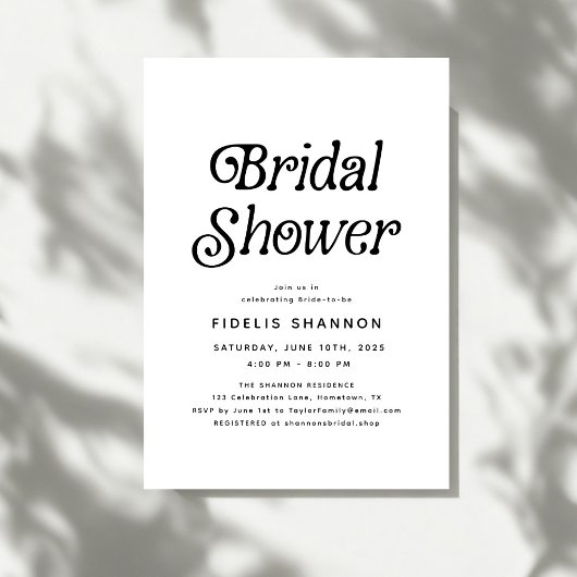 Minimal Black and White Retro Bridal Shower 招待状