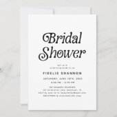 Minimal Black and White Retro Bridal Shower 招待状 (正面)