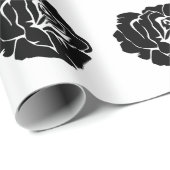 Minimal Black and White Rose Pattern ラッピングペーパー (ロールコーナー)