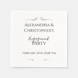 Minimal Black and White Script Engagement Party スタンダードカクテルナプキン