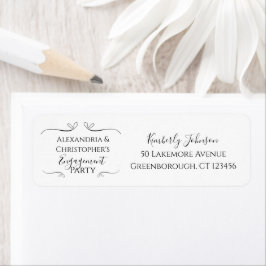 Minimal Black and White Script Engagement Party ラベル