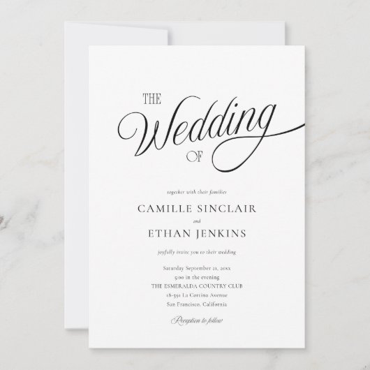 Minimal Black and White Wedding Invitation 招待状 (正面)