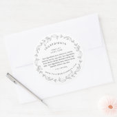 Minimal Black and White Wreath Ingredients Label ラウンドシール (封筒)
