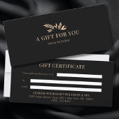 Minimal Black Botanical Business Gift Certificates