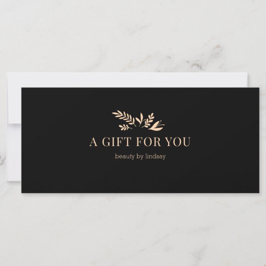 Minimal Black Botanical QR Code Gift Certificates (正面)
