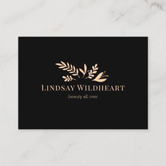 Minimal Black Botanical Salon Appointment 予約カード (正面)