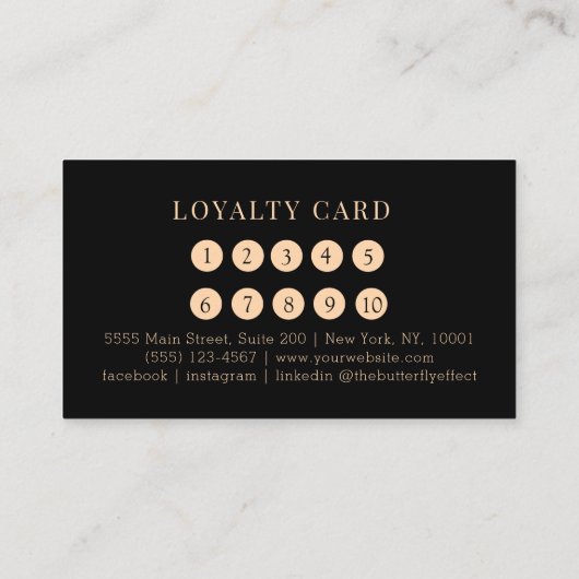 Minimal Black Botanical Salon Loyalty 名刺 (裏面)