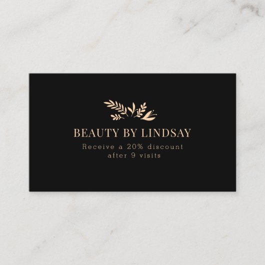 Minimal Black Botanical Salon Loyalty 名刺 (正面)