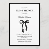 Minimal Black Bow Bridal Shower Invitation 招待状 (正面)