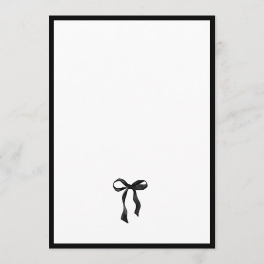 Minimal Black Bow Bridal Shower Invitation 招待状 (裏面)