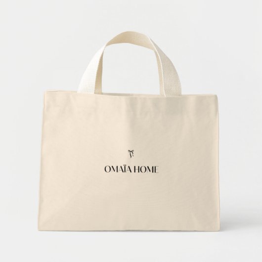 Minimal Black Bow Pattern Tote Bag with OMAÏA HOME ミニトートバッグ (正面)
