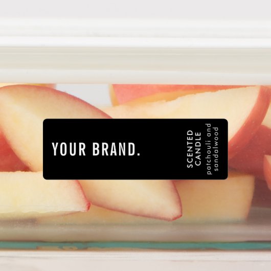 Minimal Black Candle Jar Thin Vertical Waterproof ラベル (貼付)