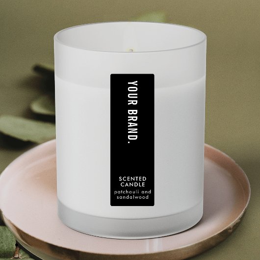 Minimal Black Candle Jar Thin Vertical Waterproof ラベル