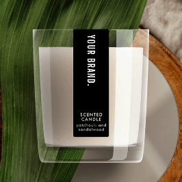 Minimal Black Candle Jar Thin Vertical Waterproof ラベル