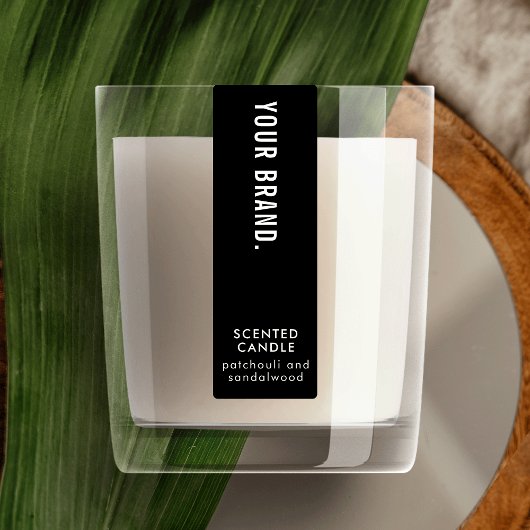 Minimal Black Candle Jar Thin Vertical Waterproof ラベル