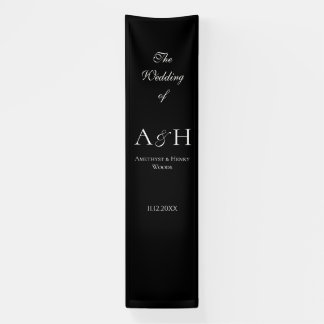 Minimal Black Fabric Wedding Welcome Banner 横断幕