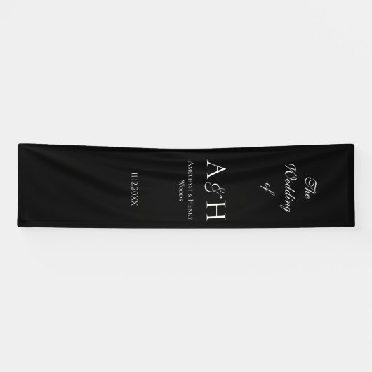 Minimal Black Fabric Wedding Welcome Banner 横断幕 (横)