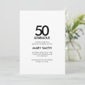 Minimal Black Fifty and Fabulous 50th Birthday 招待状 (スタンド正面)