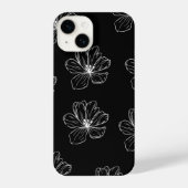 Minimal Black Floral Line Art iPhoneケース (裏面)