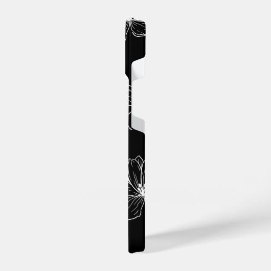 Minimal Black Floral Line Art iPhoneケース (左側面)
