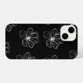Minimal Black Floral Line Art iPhoneケース (裏面横)