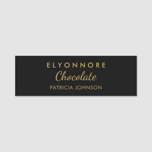 Minimal Black Gold Custom Staff 名札 (正面)