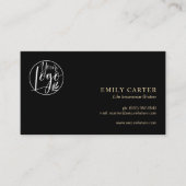 Minimal Black gold Life Insurance Broker QR Code  名刺 (正面)