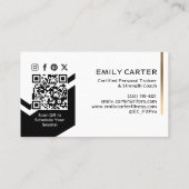 Minimal Black & Gold Trendy Fitness Trainer Logo 名刺 (裏面)