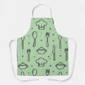 Minimal Black & green Kitchen Pattern エプロン (正面)