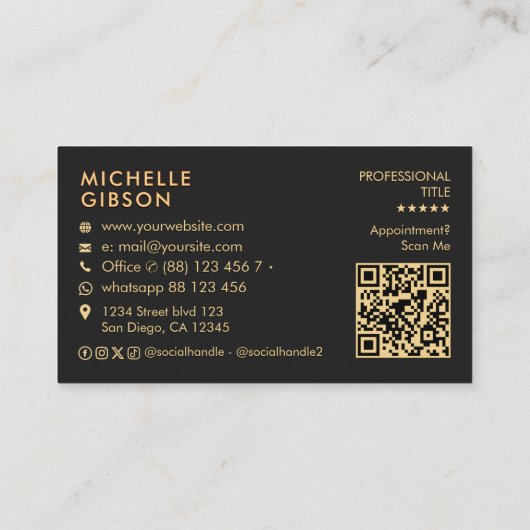 Minimal Black Initials Consulting Professional 名刺 (裏面)