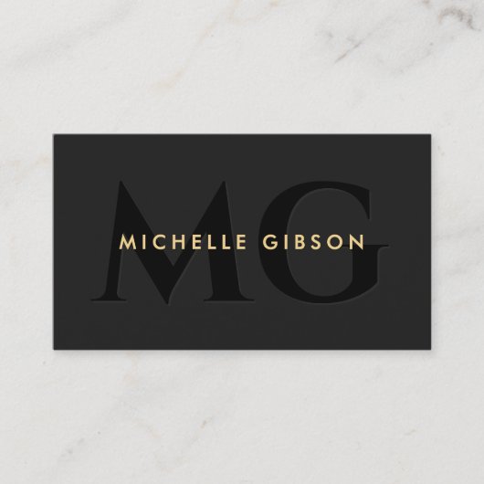 Minimal Black Initials Consulting Professional 名刺 (正面)